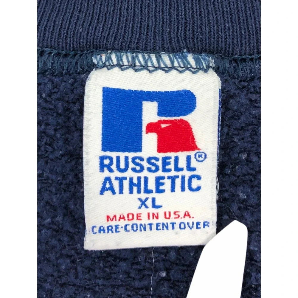 Russell Athletic Mens XL Blank Sweatshirt Crewneck Navy Blue Faded Vintage Gym